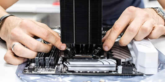 Beginner building a gaming PC with open case, RGB components, and cable management – PCBUILDINGLEB first-time builder guide
