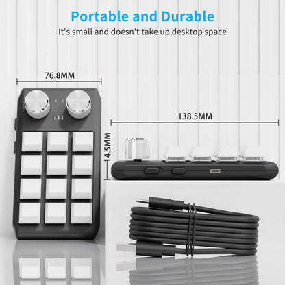 12 keys / 2 knobs Wireless Mechanical Macro Keypad