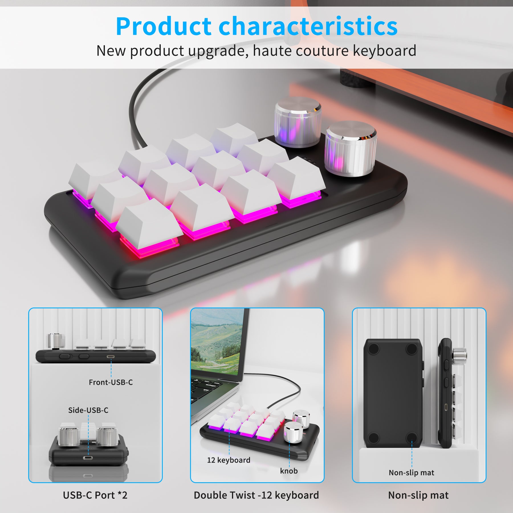 12 keys / 2 knobs Wireless Mechanical Macro Keypad