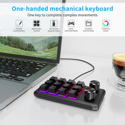 12 keys / 2 knobs Wireless Mechanical Macro Keypad