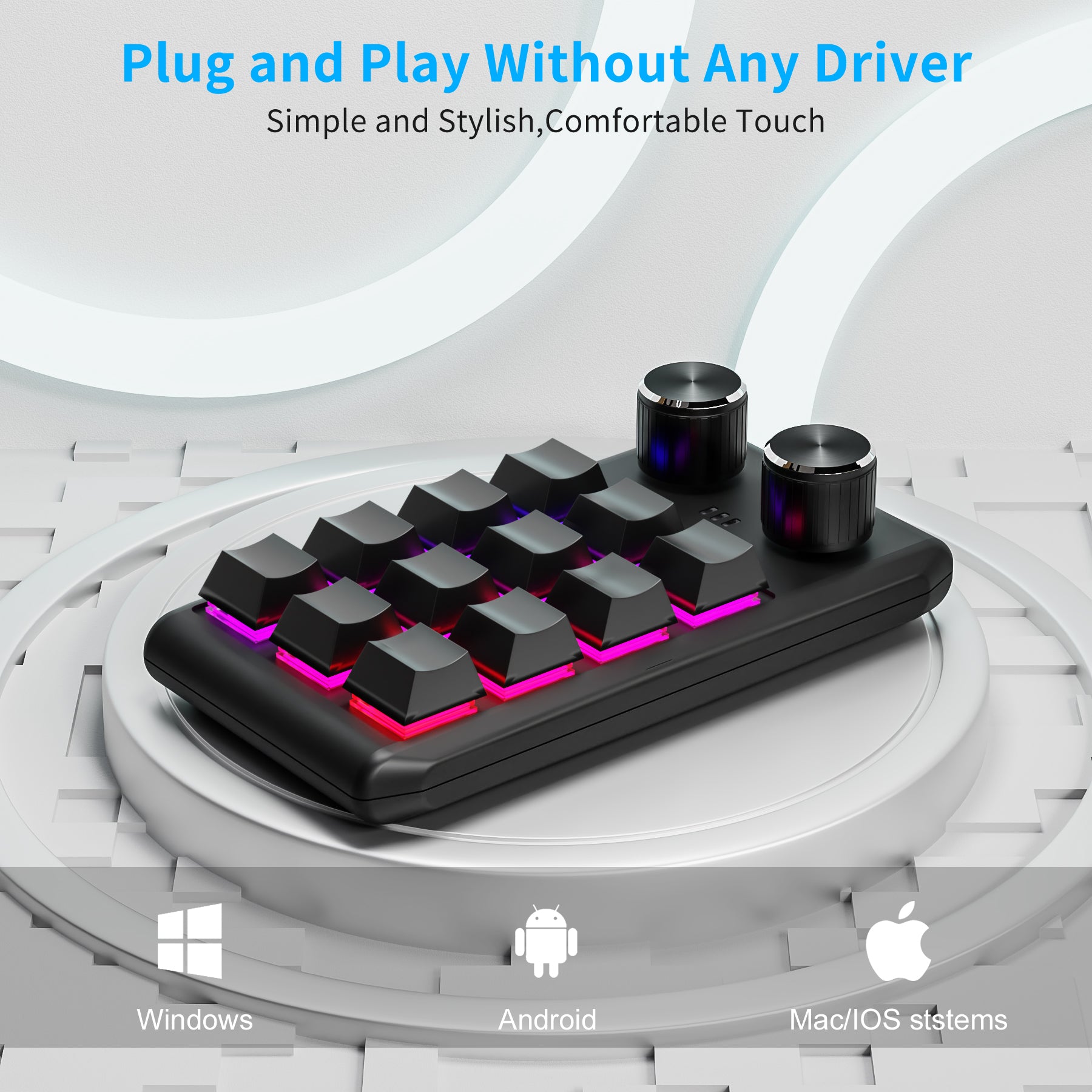 12 keys / 2 knobs Wireless Mechanical Macro Keypad