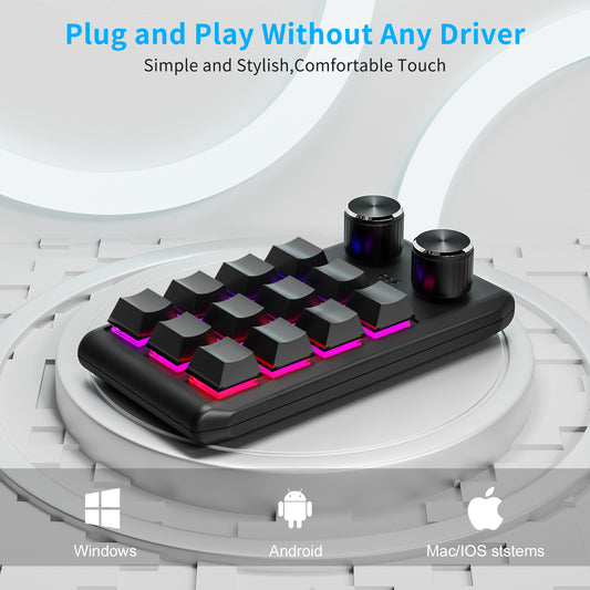 12 keys / 2 knobs Wireless Mechanical Macro Keypad
