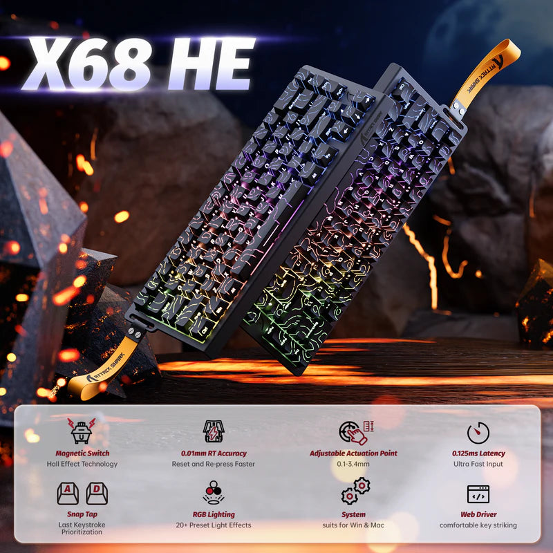 Attack Shark X68 HE Wired Magnetic Keyboard