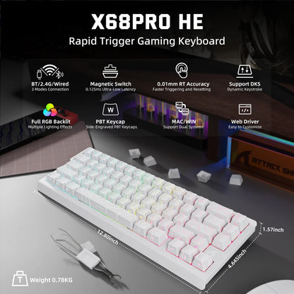 Attack Shark X68 PRO HE Wireless Magnetic Keyboard