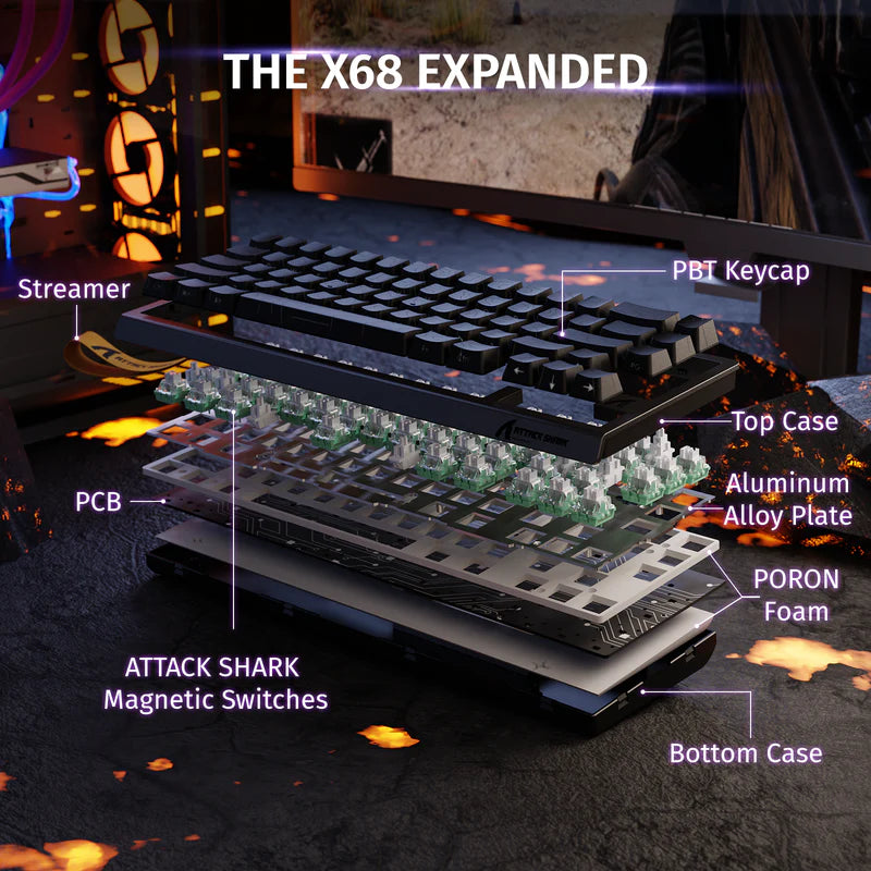 Attack Shark X68 HE Wired Magnetic Keyboard