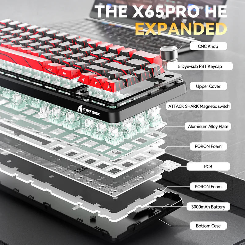 Attack Shark X65 PRO HE Wireless Magnetic Keyboard