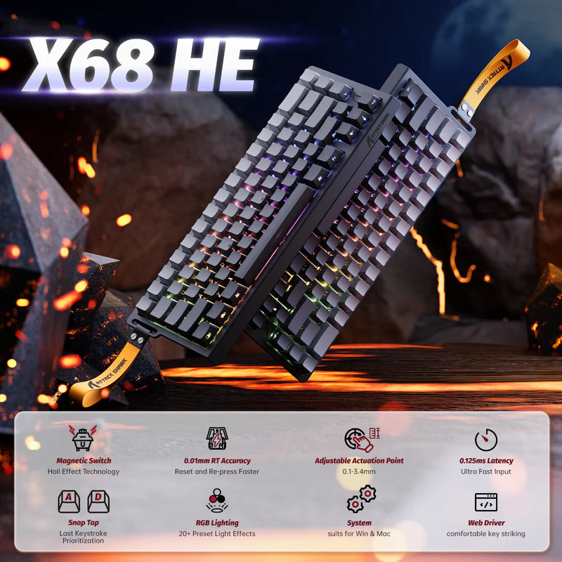 Attack Shark X68 HE Wired Magnetic Keyboard